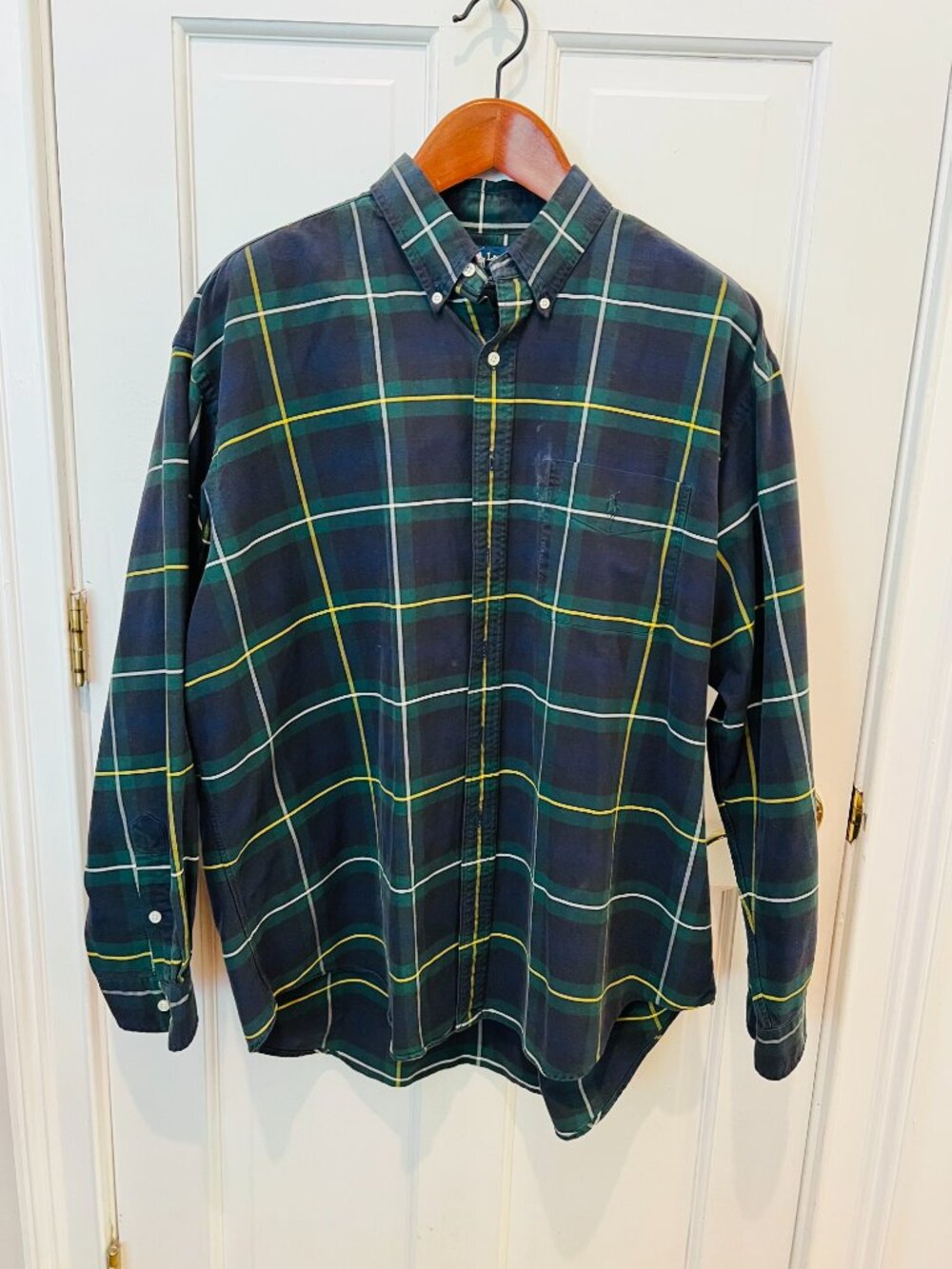 Vintage 90s Ralph Lauren Polo Men's Heavyweight Plaid Flannel Shirt Size XL